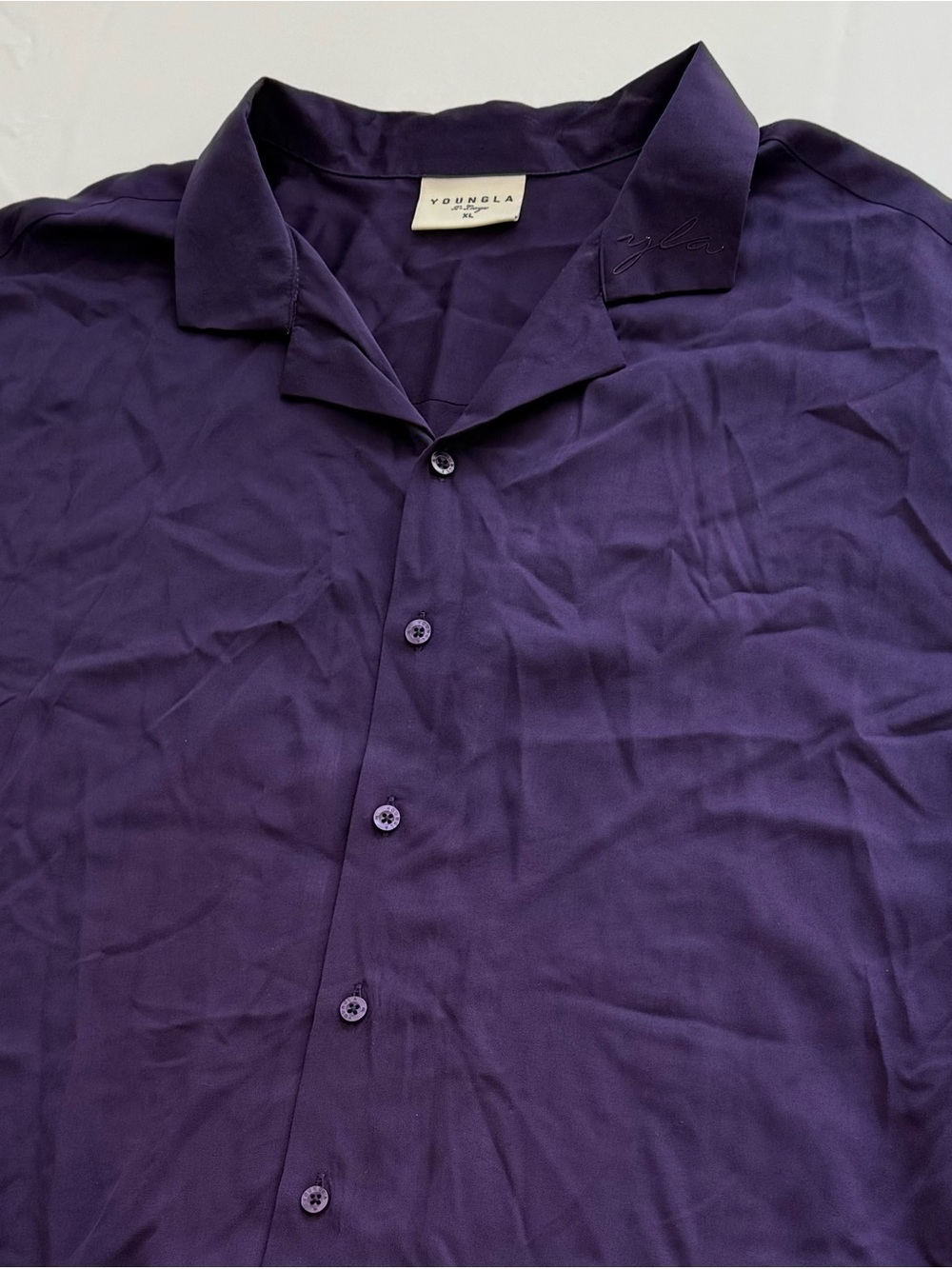 Youngla Men's Purple Button-Up Casual Oversized Shirt - Size XL